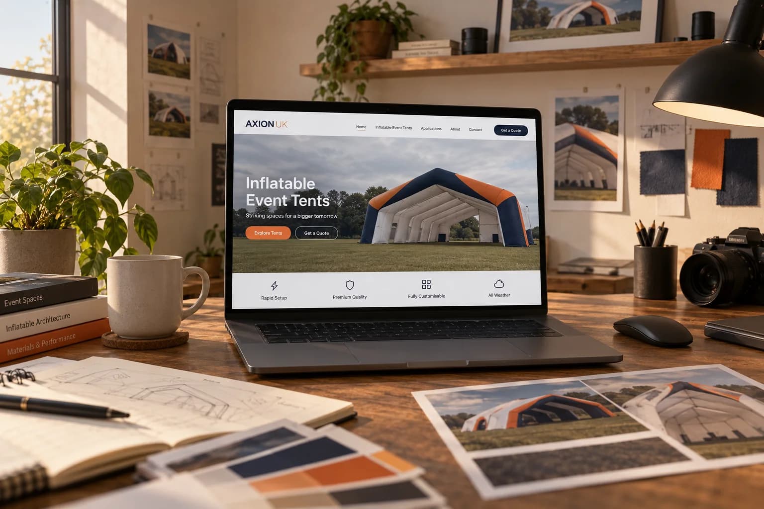 Axion website presented on a laptop